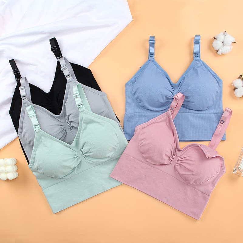 Sem costura fivela frontal sutiã de enfermagem mulheres grávidas pós-parto sutiã de enfermagem em forma de U bonito cole