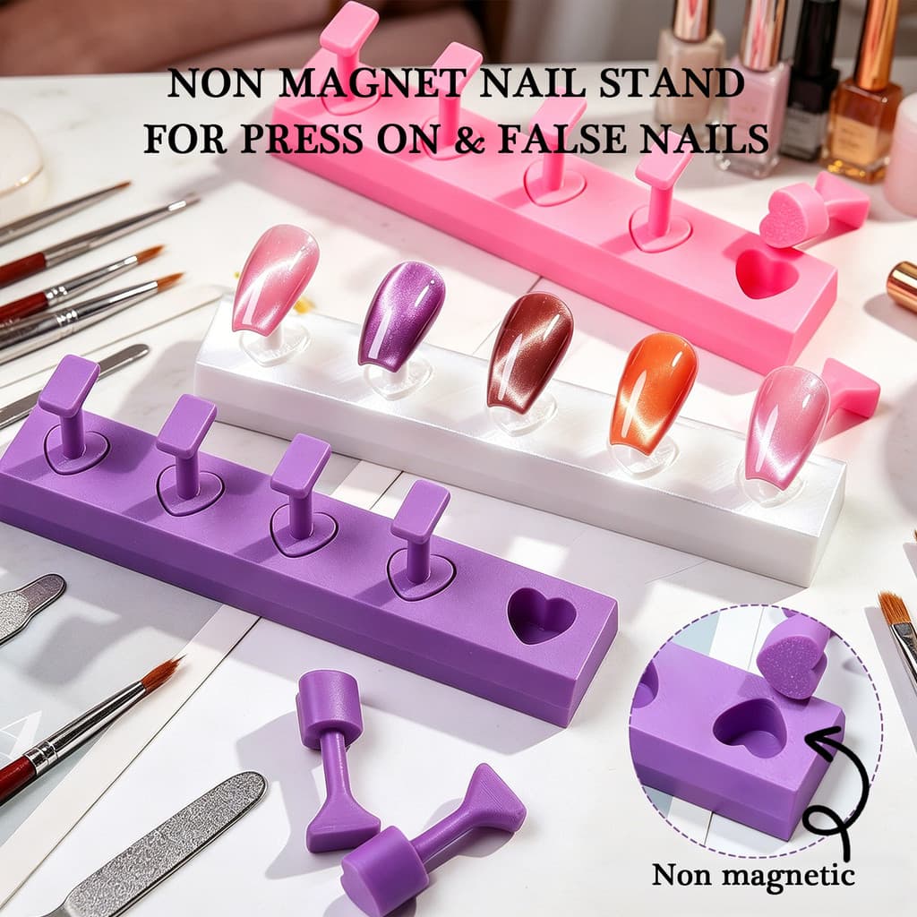 Nail art tools: Mocha macaron dopamine non-magnetic nail holder for beginners diy Practice tool for wearing press-on nai