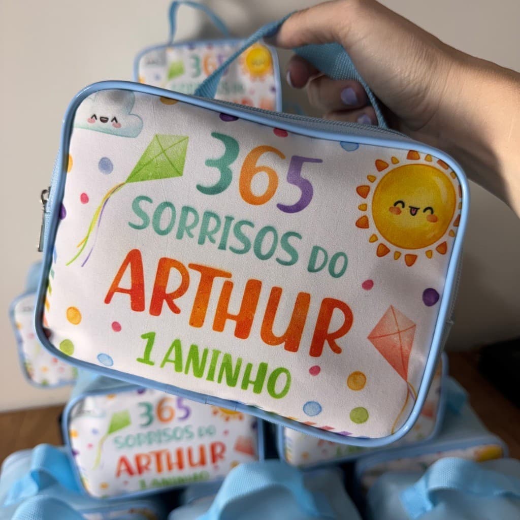 Bolsinha Maletinha Brinde de Aniversário - QUALQUER TEMA