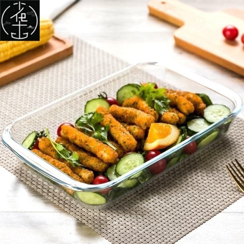 Forno De Micro-Ondas Quadrado Pyrex Para Assar Prato De Vidro
