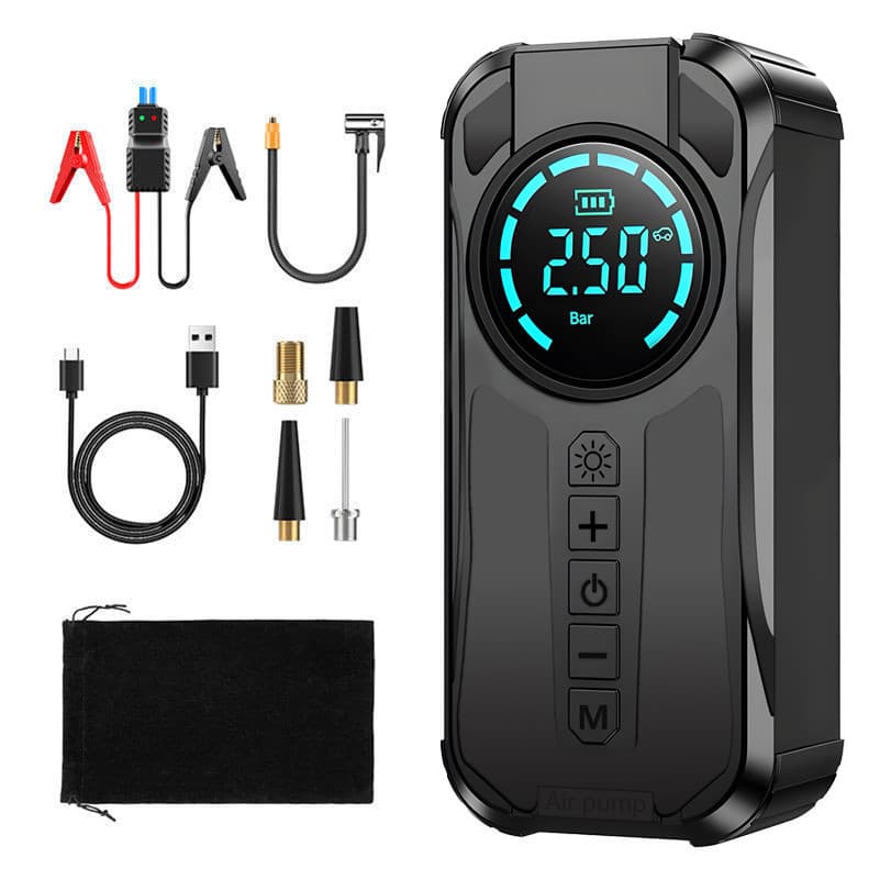 Auxiliar de Partida 10000mAh Portátil com Compressor de Ar 150 PSI Power Bank para Carro/Moto