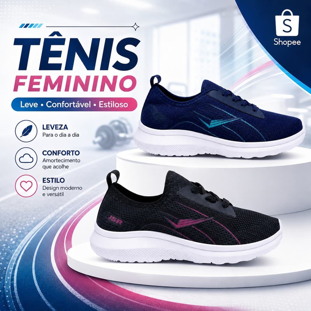 Kit 2 Tênis Feminino Confortável Esportivo Caminhada Corrida Promoção Lançamento