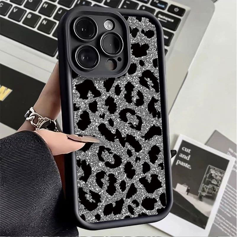 capa De Silicone Anti-Queda Com Estampa De Leopardo Adequada Para iPhone 11 12 13 14 15 16 17 Pro Max À Prova D'água De