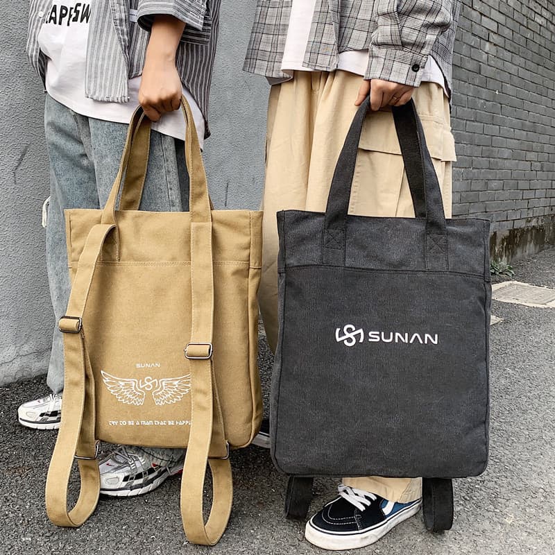 Bolsa japonesa bolsa de lona masculina estudante na moda grande capacidade estudante do ensino médio Casual Scho