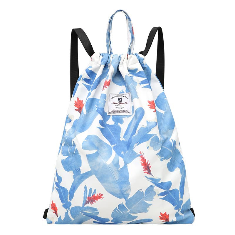 Mochila com cordão masculina, bolsa de viagem ao ar livre, impressão simples, à prova d'água, leve, esportiva, academia,
