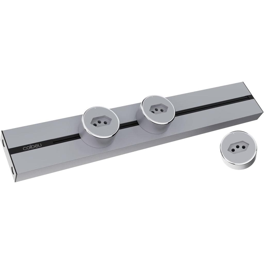 Trilho Tomada Modular Prata 40cm 3 Plugues 32A - Régua Extensão Elétrica Inteligente