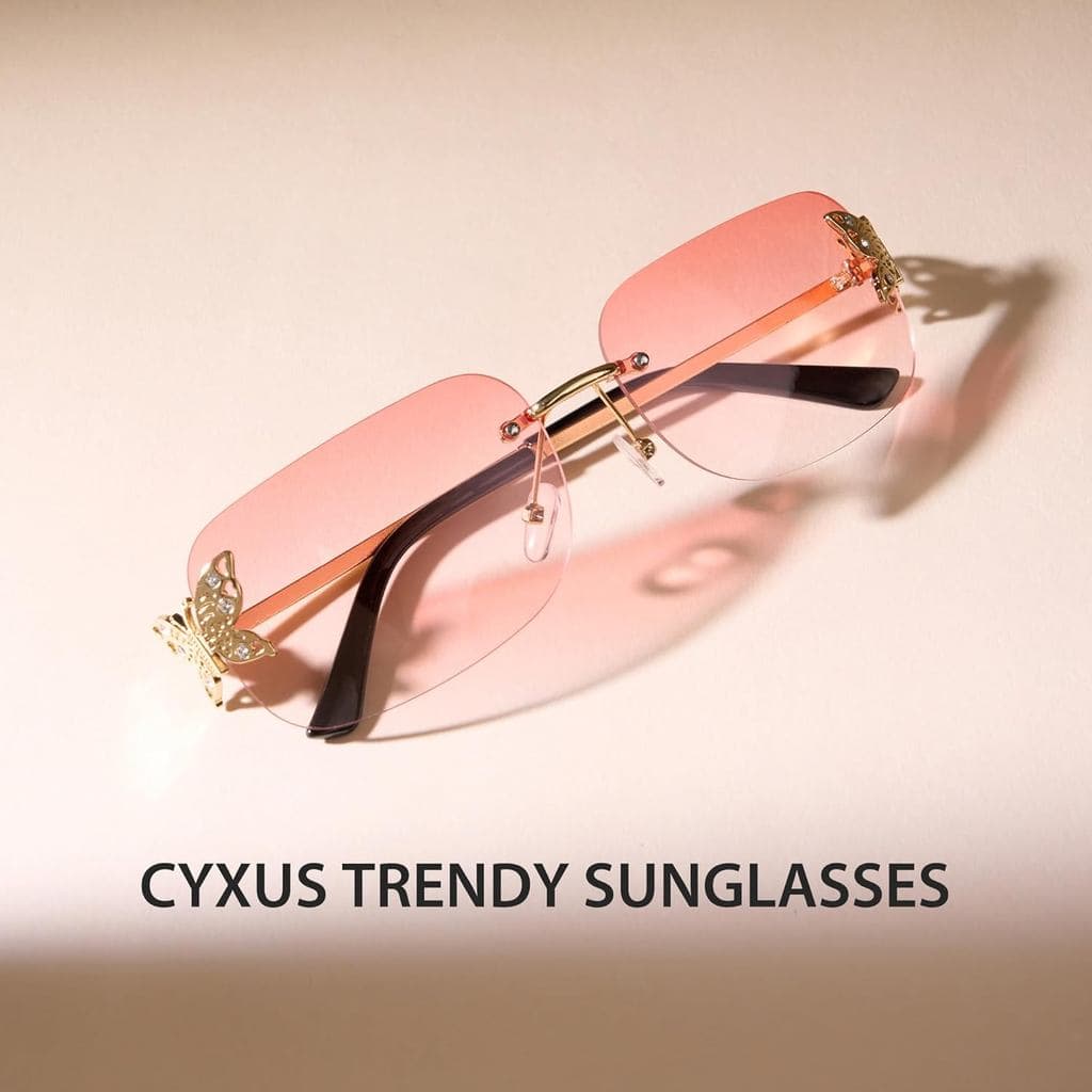 Cyxus Retângulo Y2K Óculos De Sol Sem Aro Para Mulheres Retro Moldura Vintage Quadrado Matizado 1166