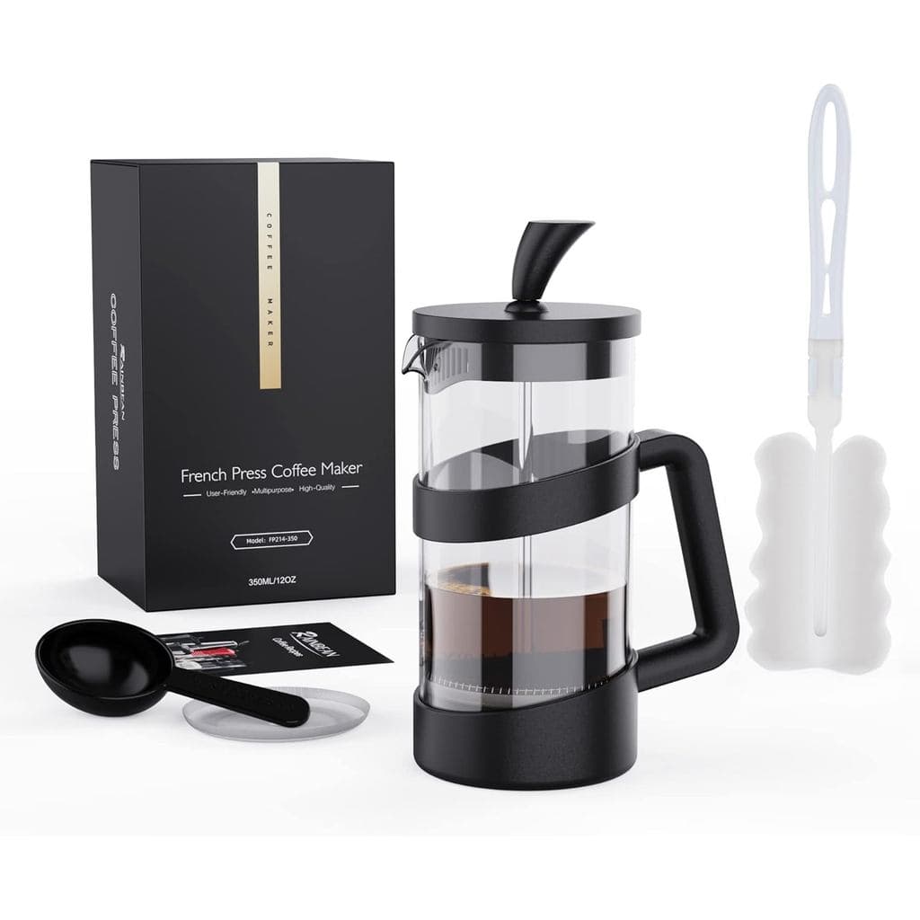 RAINBEAN Mini French Press Coffee Maker, 12 oz, Camping Coffee Press Pot, Small French Press, Tea and Frothed Milk Press