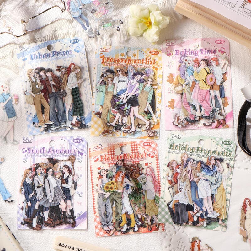 ENWEI 20 Pcs [Série Step On No Stop] Personagem Requintado Estilo Urbano Juventude Campus Journaling Scrapbooking Adesiv