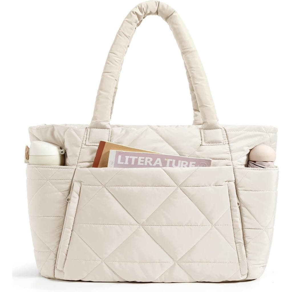 Bolsa de Mão Feminina BAGSMART, Bolsa Tote Acolchoada com Zíper, Bolsa de Ombro Grande com Compartimentos