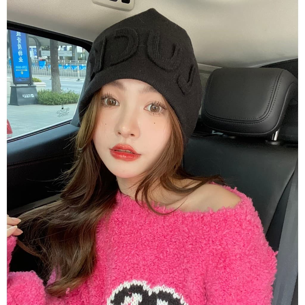 Influenciador ins chapéu preto feminino primavera outono estilo All-Match chapéu de lã chapéu frio Baotou chapéu na moda