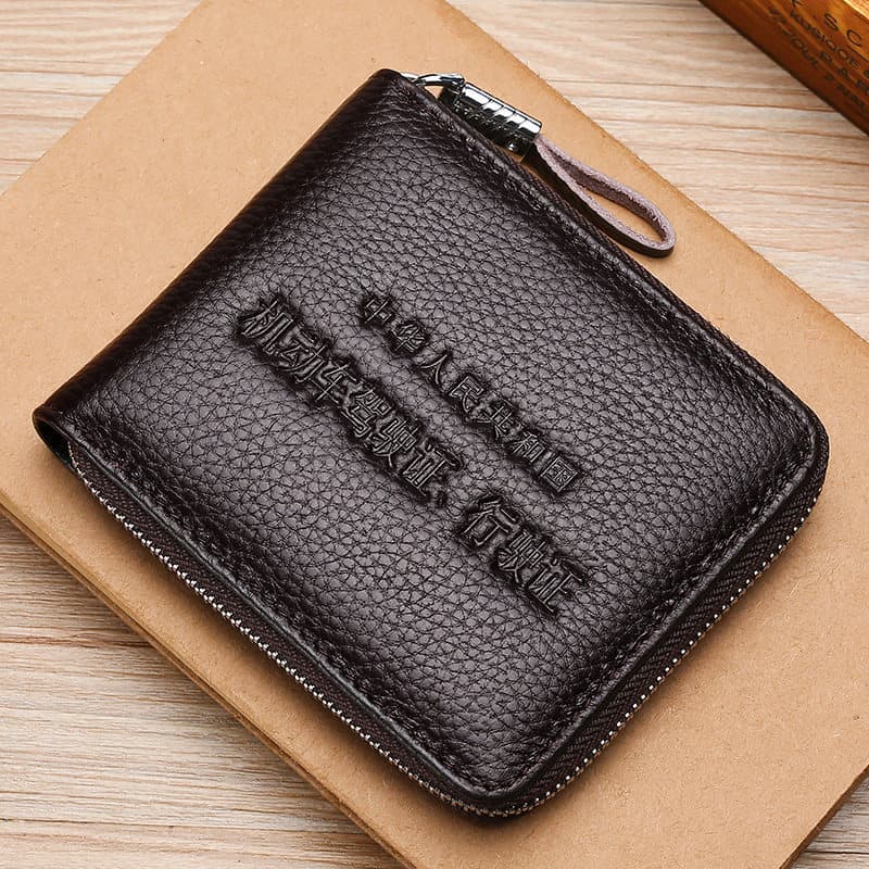 carteira masculina com ziper carteira masculina Porta-cartões carteira dois em um capa de couro para carteira de motoris