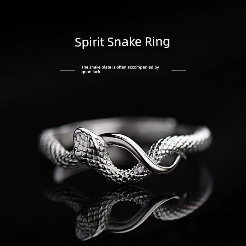 anel anel solitario Anel de enrolamento de disco de cobra masculino exclusivo High-End ano do zodíaco da cobra ajustável