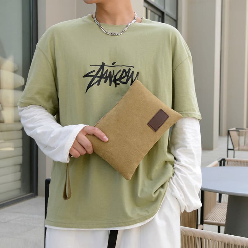 2023 novo estilo masculino negócios lona Envelope saco resistente ao desgaste leve embreagem bolsa masculina moda embrea