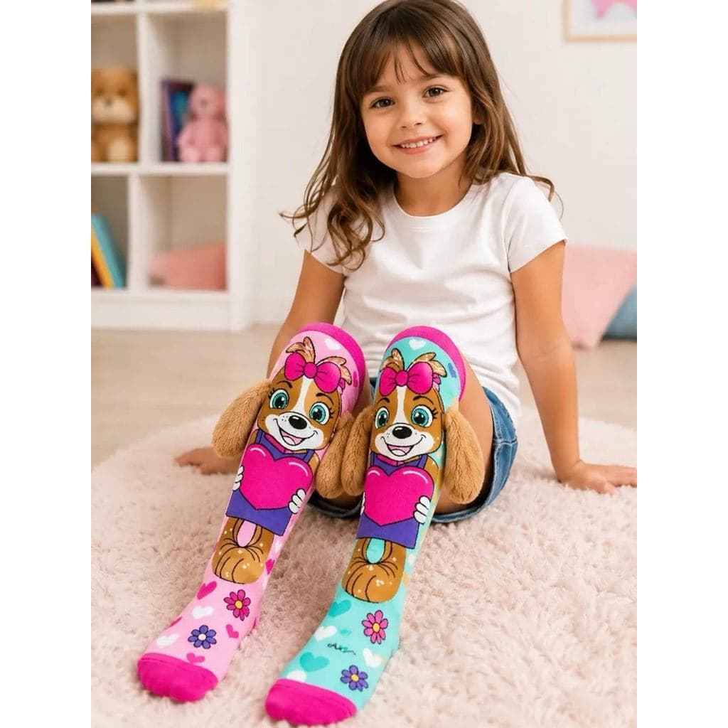 Meia Maluca 3d Divertida Feminina Cachorrinho Cano Alto Adulto Infantil Pelúcia Colorida,Tamanho Unico do 24 ao 37