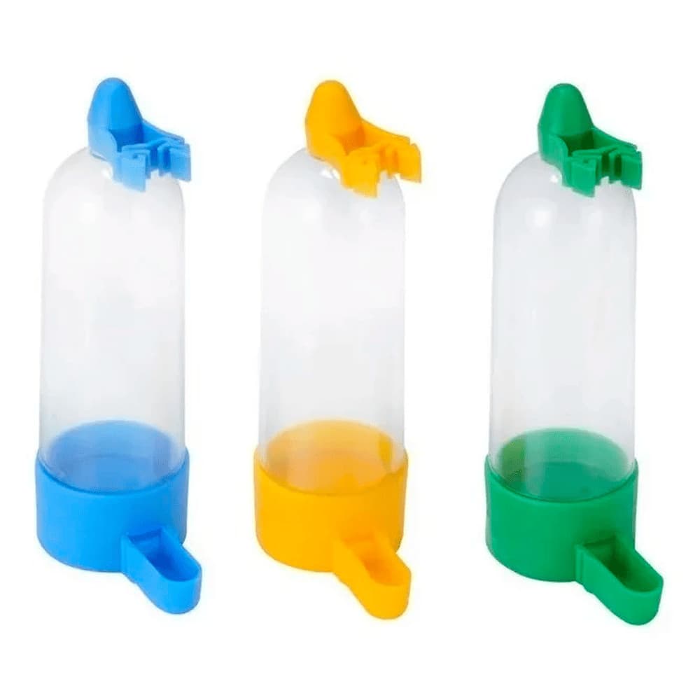 Kit com 3 Bebedouro Para Pássaro 60ml Coloridos Passarinho Caçula Calopsita Periquito Canário Gaiola