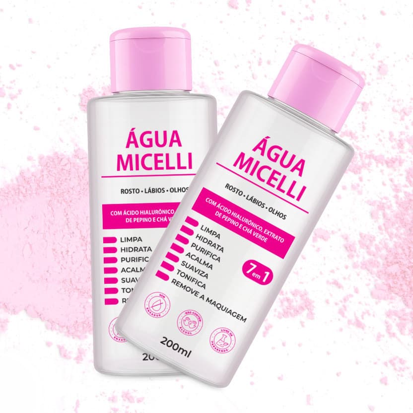kit 2x Água micelar com ácido hialurônico 200ml- limpeza produnda