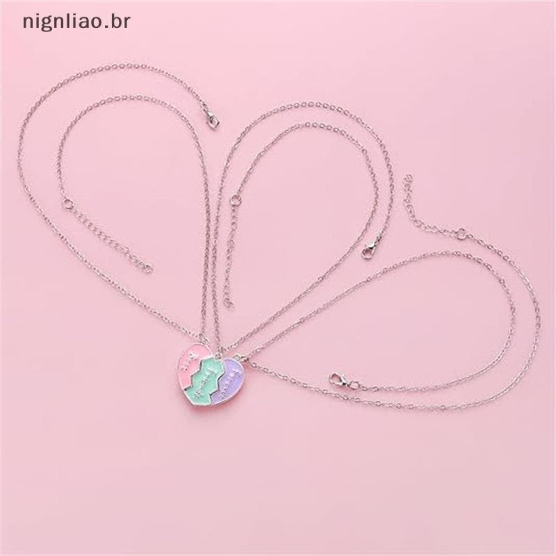 nignliao Melhor Amigo Nelaces Para 3 Pingente De Coração Combinando Magnético Bff Amizade Nelace BR