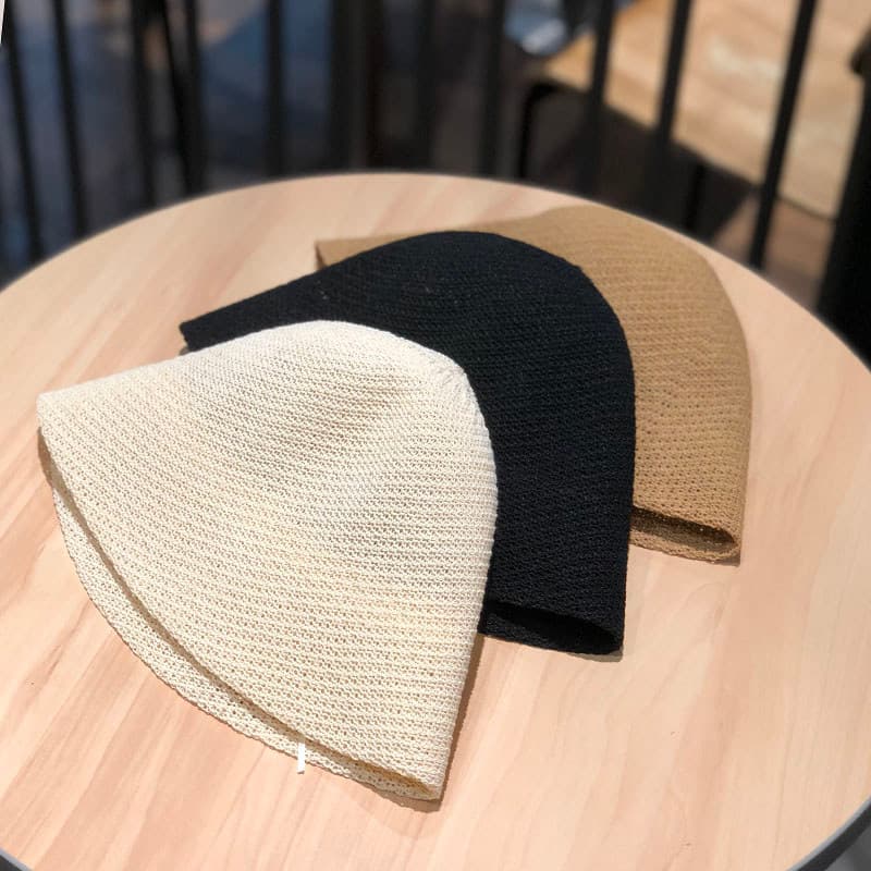 Coreia coreano cor sólida malha balde chapéu feminino estilo japonês All-Match verão oco respirável protetor solar capa