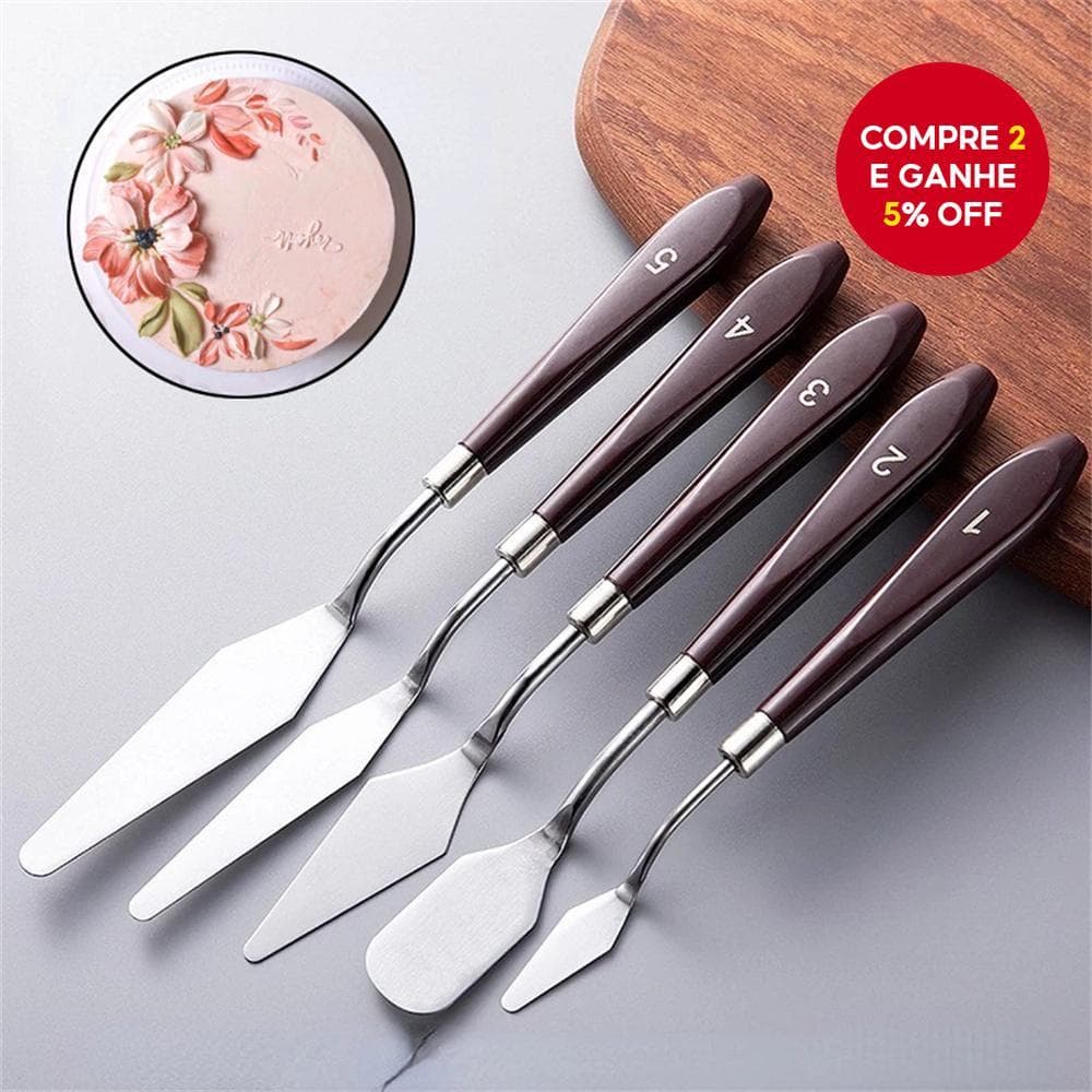 Conjunto 5Pcs/Set Espátula De Bolo De Manteiga De Aço Inoxidável Raspador Metal Mais Suave Ferramentas Para Pastelaria