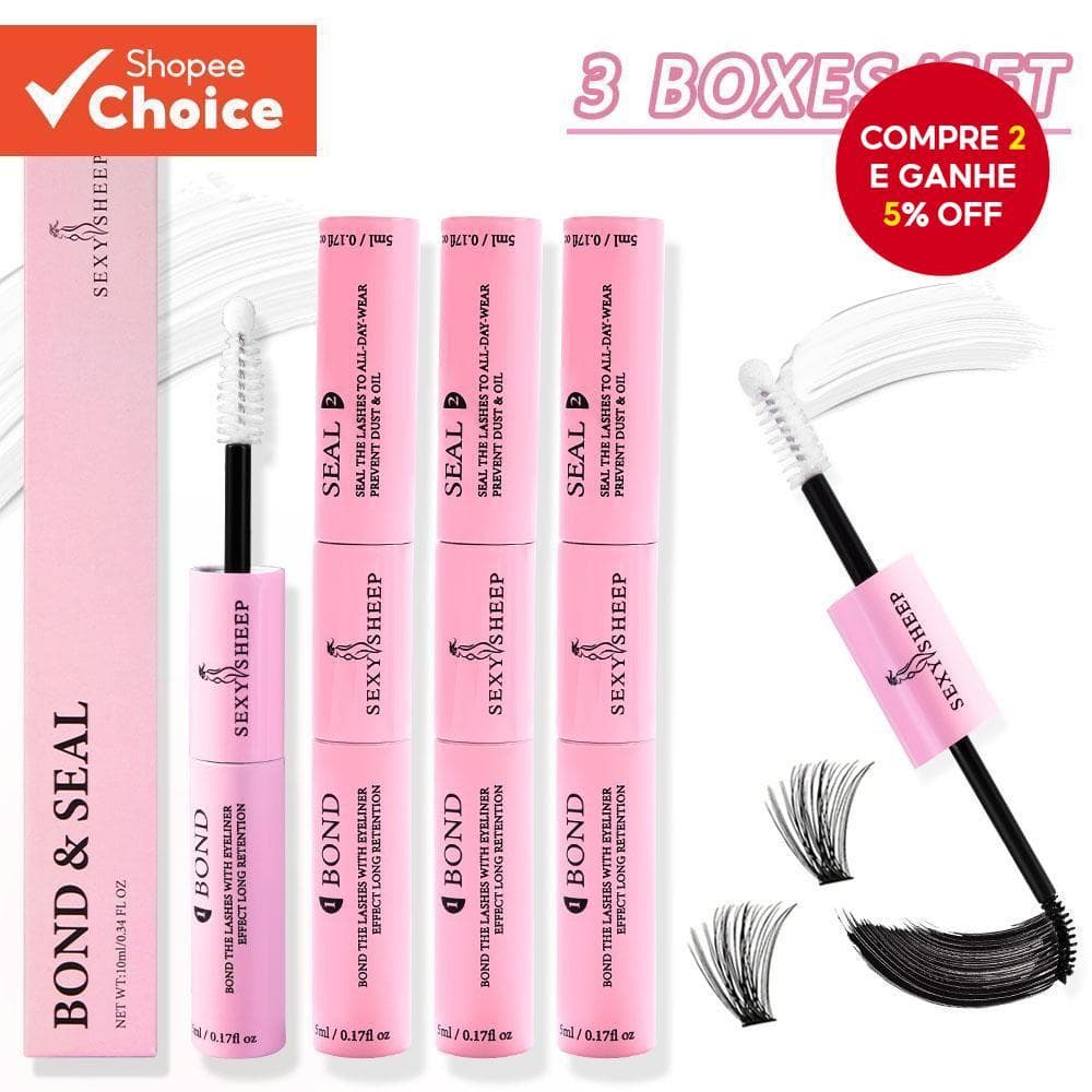 Conjunto Strong Hold Lash Duo , Adesivo Preto 5ml + Selante Transparente , Para Extensões De Cluster