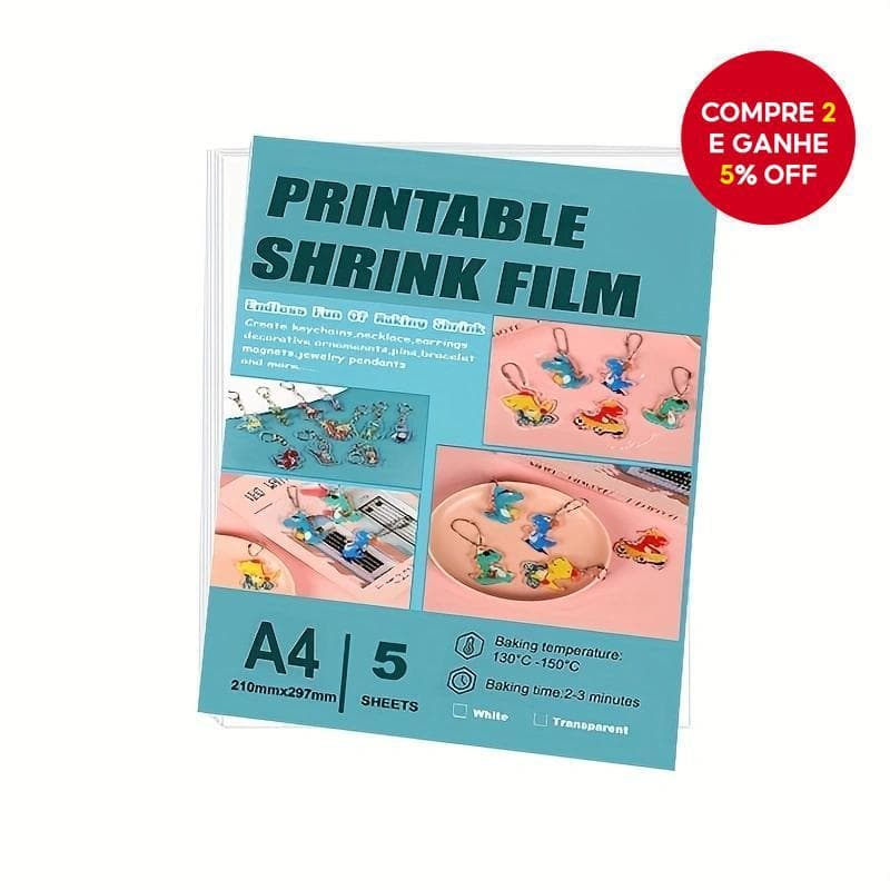 5pcs Papéis de Filme Encolhível A4 0,3mm Espessura Brancos/translúcidos para Impressão a Jato de Tinta para DIY,