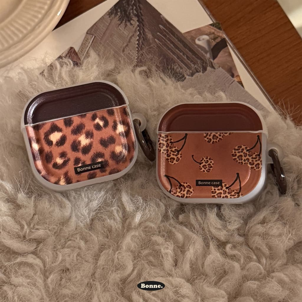 Marrom leopardo impressão cereja adequado para airpods fone de ouvido caso pro3 capa protetora 4a geração Bluetooth sem
