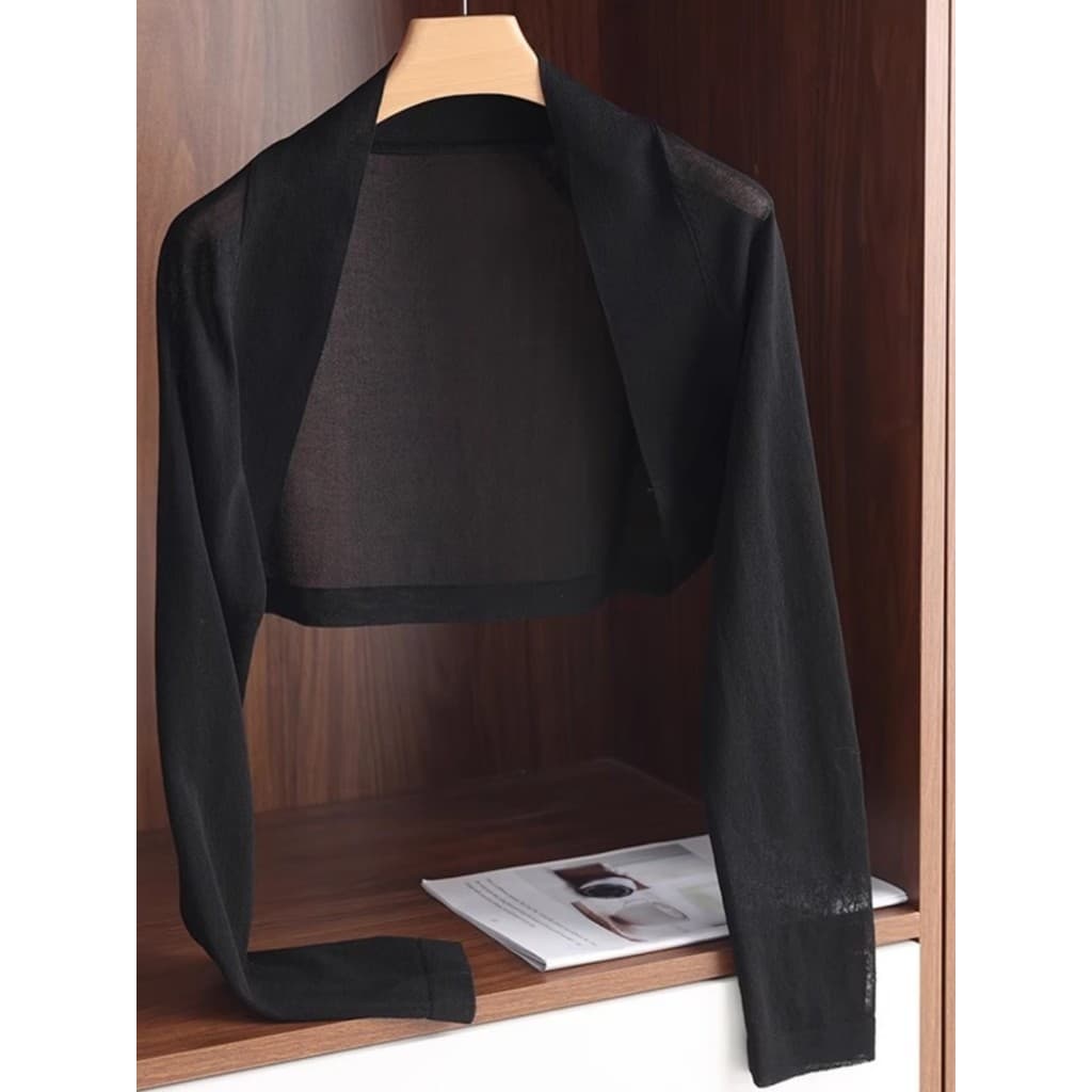 Francês pequeno colete de malha protetor solar Cardigan xale verão estilo fino com saia estilingue magro-ajuste exterior