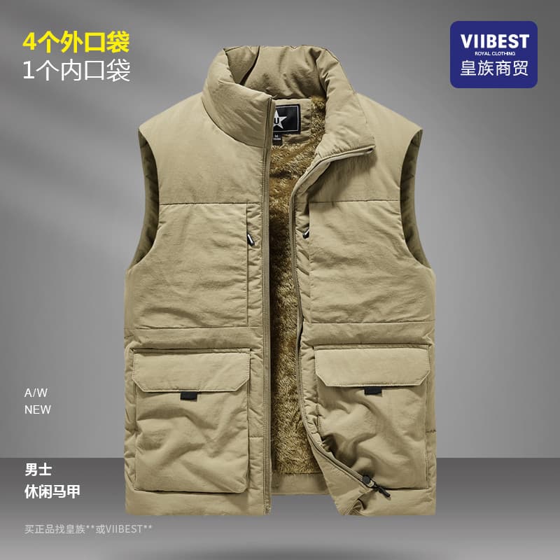Colete de algodão grosso masculino inverno colete térmico Multi-bolso Workwear velo camuflagem colete engrossado tamanho