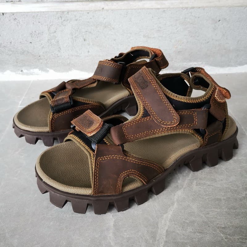 Sandálias masculinas de couro genuíno de verão ao ar livre na moda Retro respirável couro antiderrapante sapatos de prai