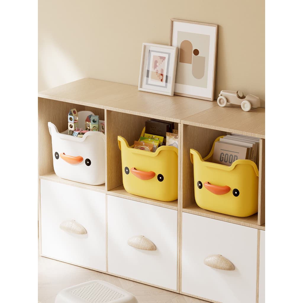 Pequeno pato amarelo fezes das crianças moderno bonito dos desenhos animados fezes de armazenamento doméstico plástico e