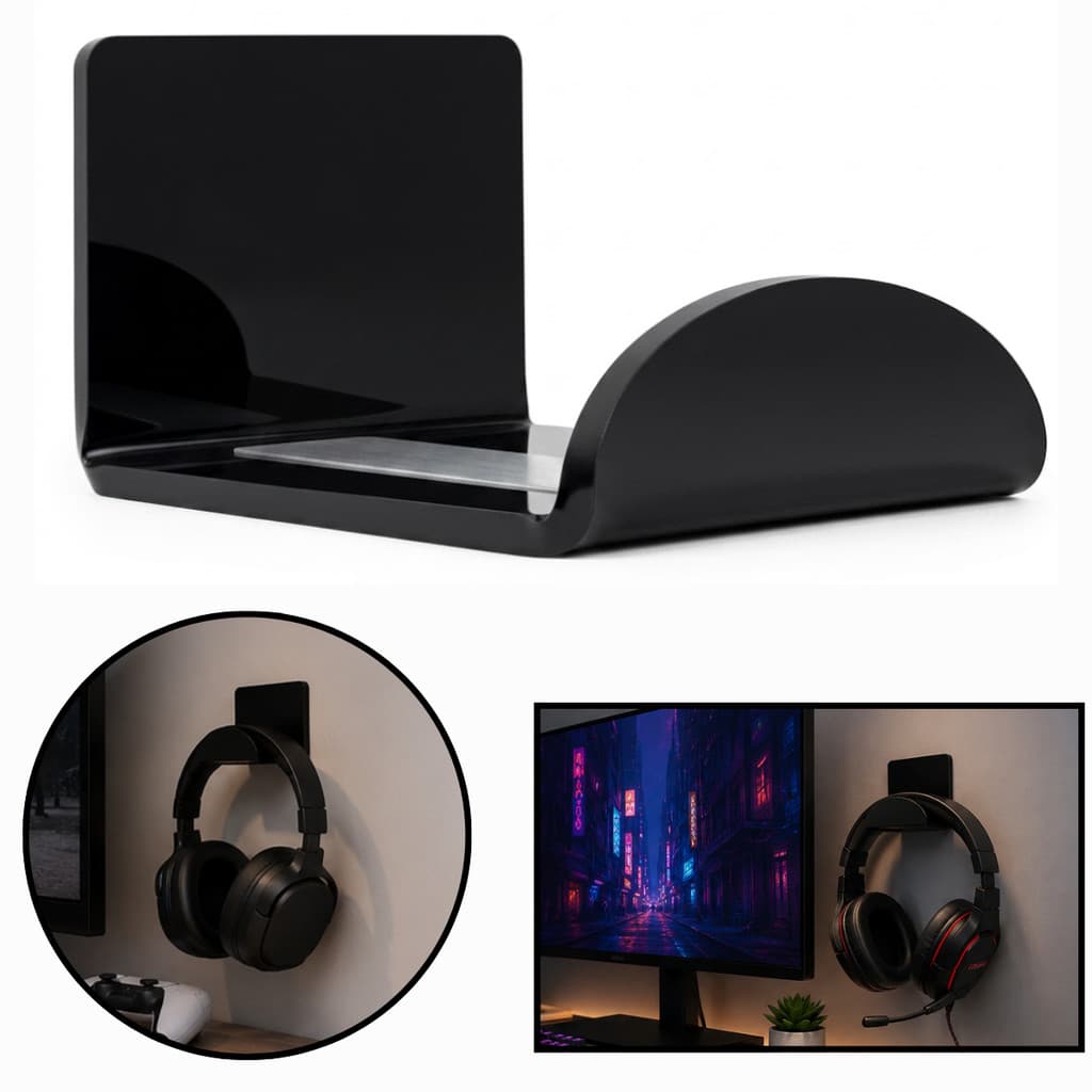 Suporte Headset Gamer Parede Premium Headphone Fone Ouvido Pc RGB Fita Dupla Face C3D