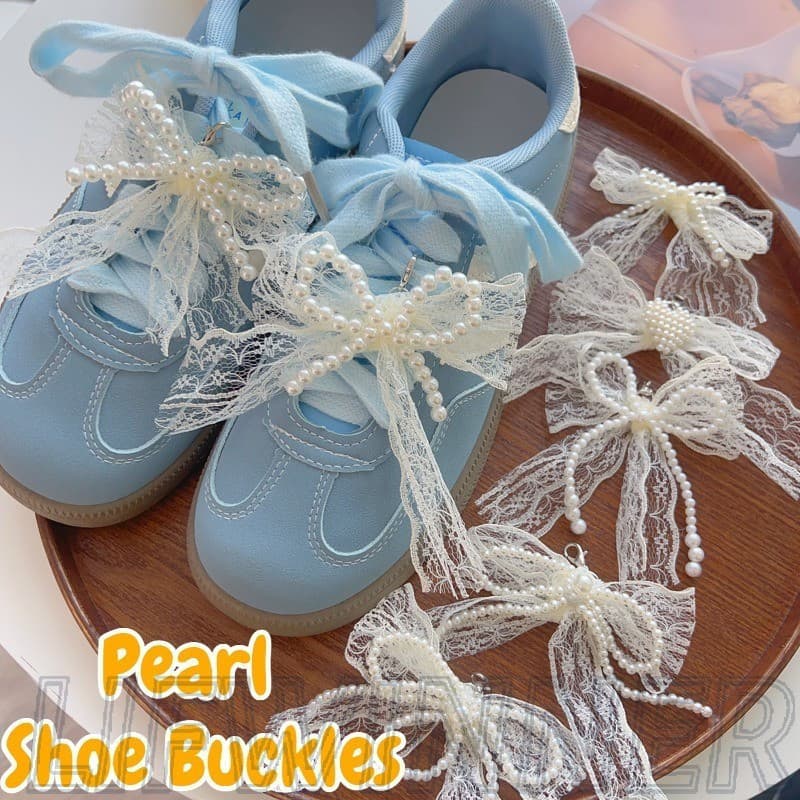 2 Peças Fivelas De Sapato Com Laço De Pérola-Para Tênis , Sapatos De Couro-Acessórios Decorativos DIY-Clipes De Cadarço