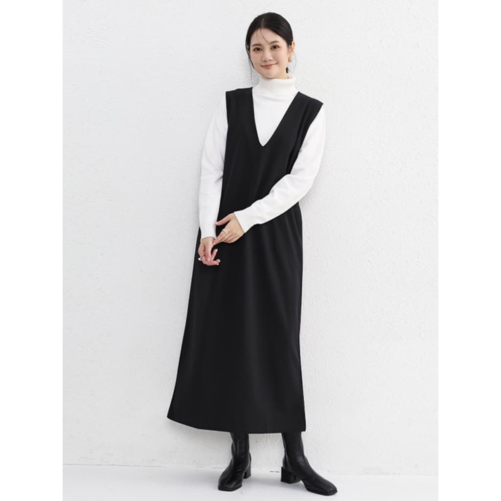 Outono inverno versão coreana novo estilo sem mangas com decote em V vestido feminino exterior sobre o joelho colete ves
