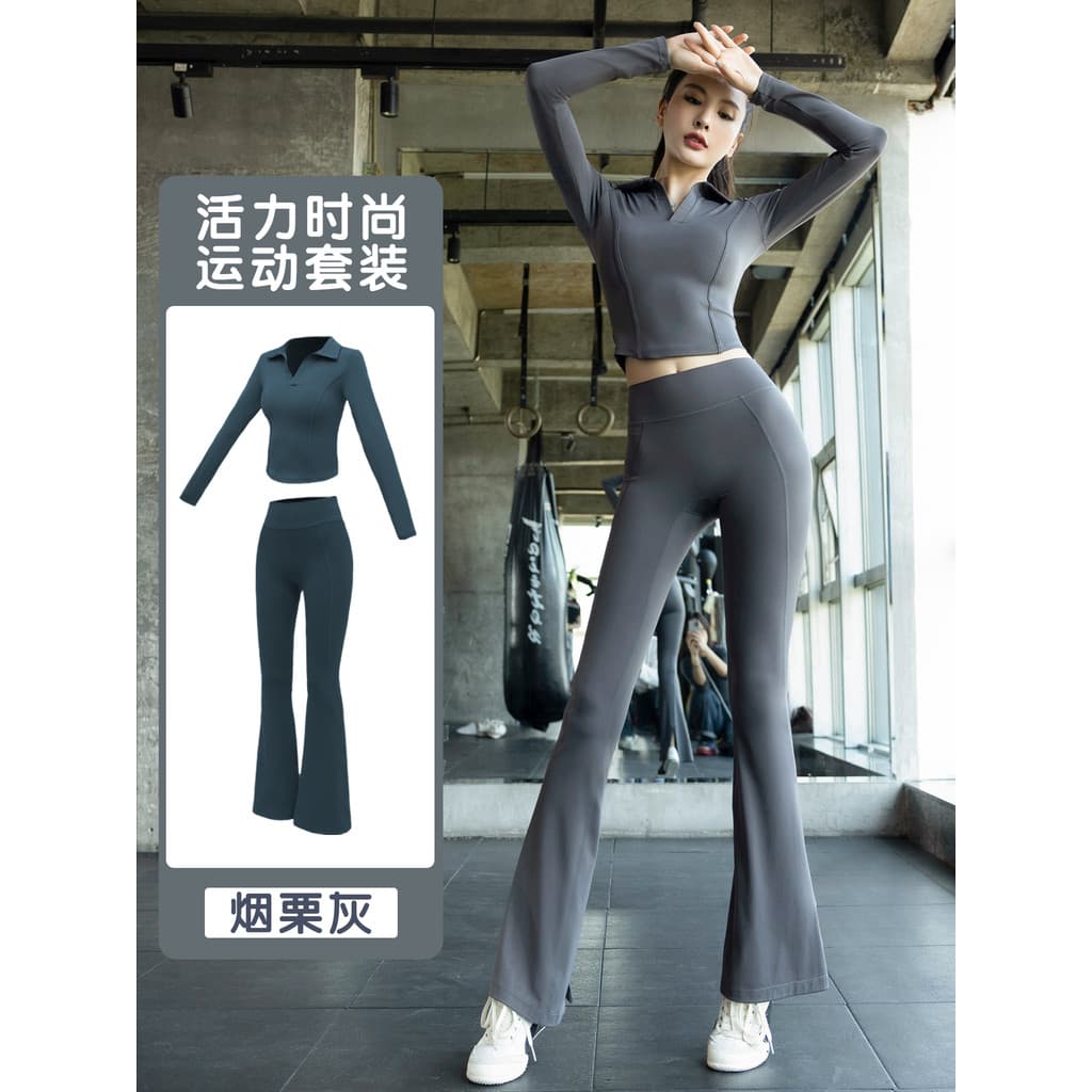 Roupas de Yoga femininas outono inverno novo estilo com almofada no peito correndo Fitness Pilates apertado copo de uma