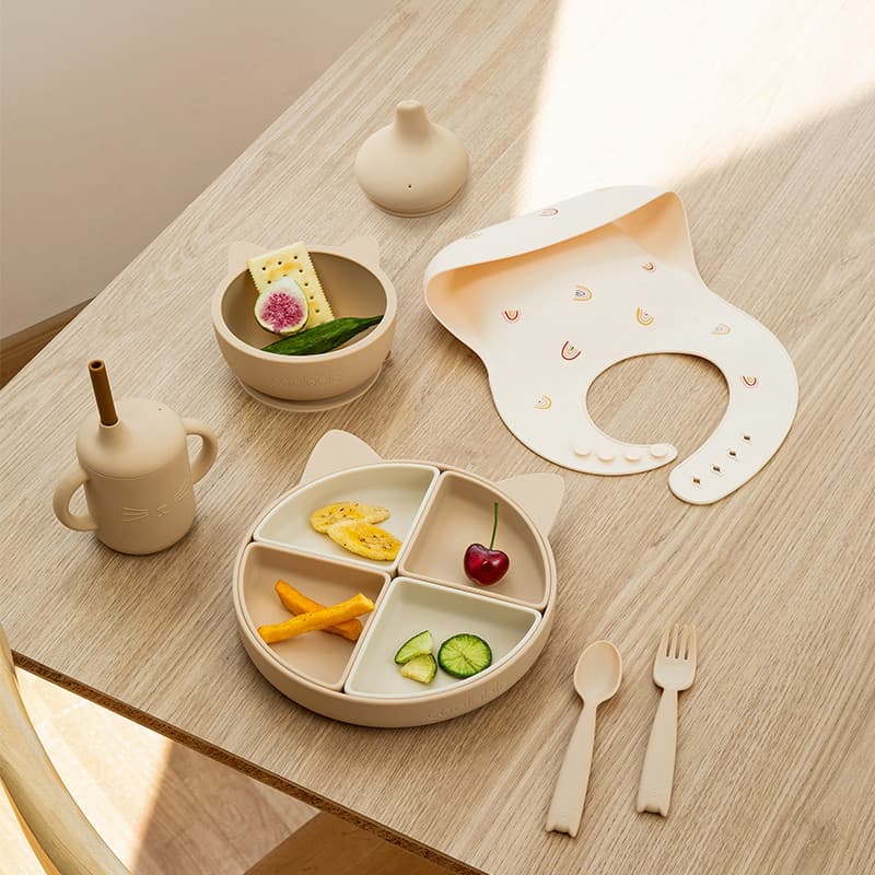 Coolable tigela de suplemento alimentar para bebês, prato de jantar de Silicone, prato dedicado para bebês e crianças, c