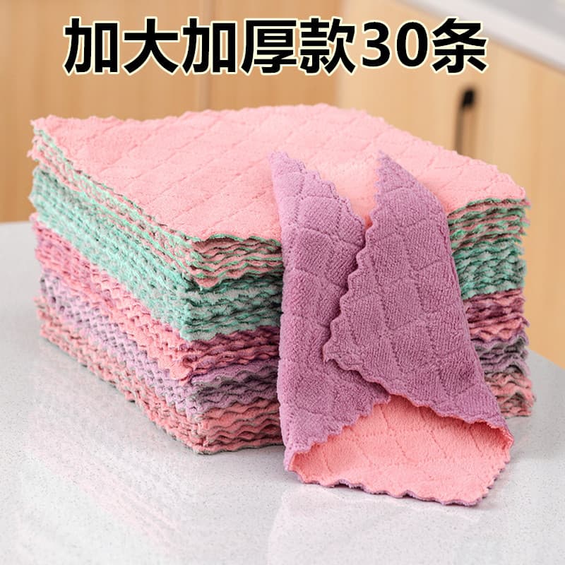 Pano de prato de lã Coral grosso Extra grande absorvente pano preguiçoso mesa doméstica limpar prato toalha mão limpar e