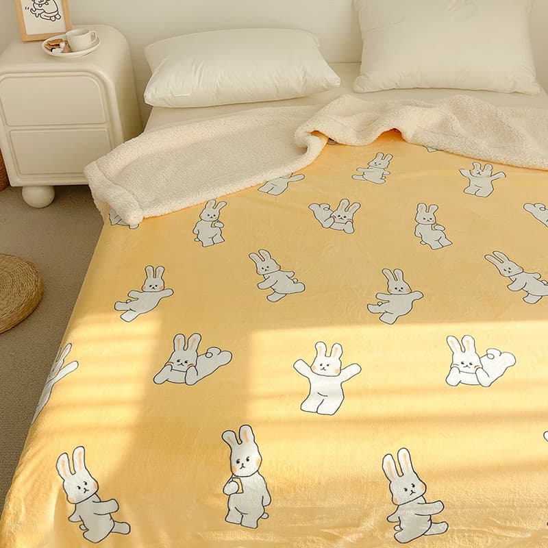 Leite coelho Original quente leite amarelo coelho creme cobertor de lã cobertor quente inverno sofá quarto almoço Break
