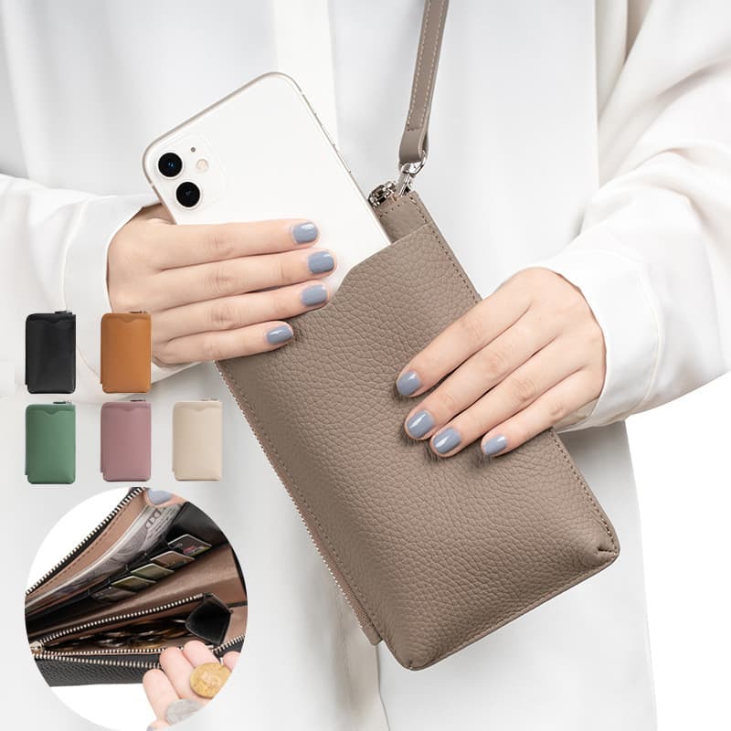 2025 novo estilo de couro genuíno Cross-corpo feminino High-End nicho titular do cartão de moeda do telefone móvel Desig