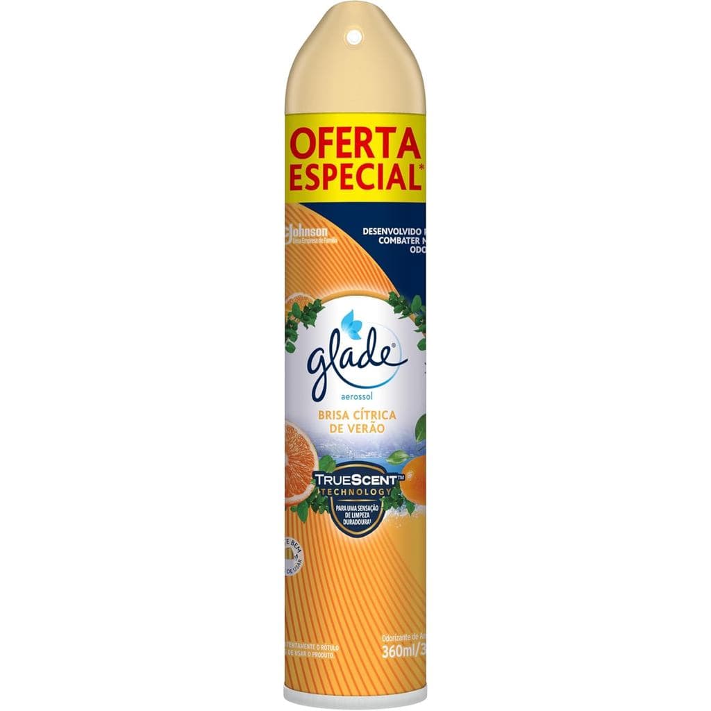 Glade Aromatizador de Ambiente Odorizador de Ambiente Brisa Cítrica de Verão Aerosol 360ml