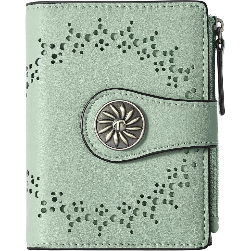 Carteira Pequena Feminina Tipmile, Porta-Cartões Bifold com Bloqueio RFID, Carteira de Couro com Bolso para Moedas com Z