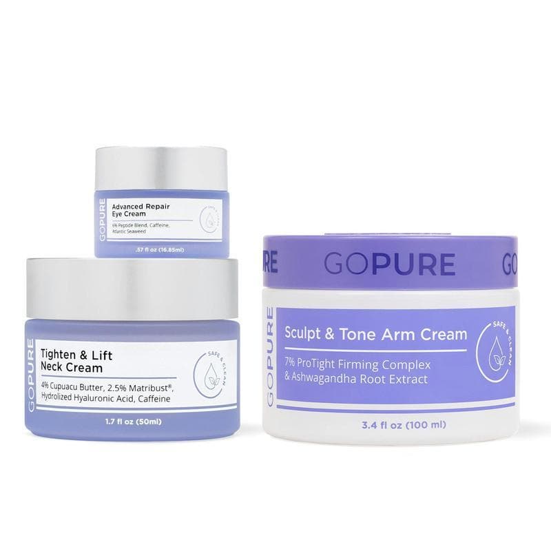 GOPURE Tighten Up Routine - Tighten & Lift Neck Cream + Sculpt & Tone Arm Cream + Advanced Repair Eye Cream