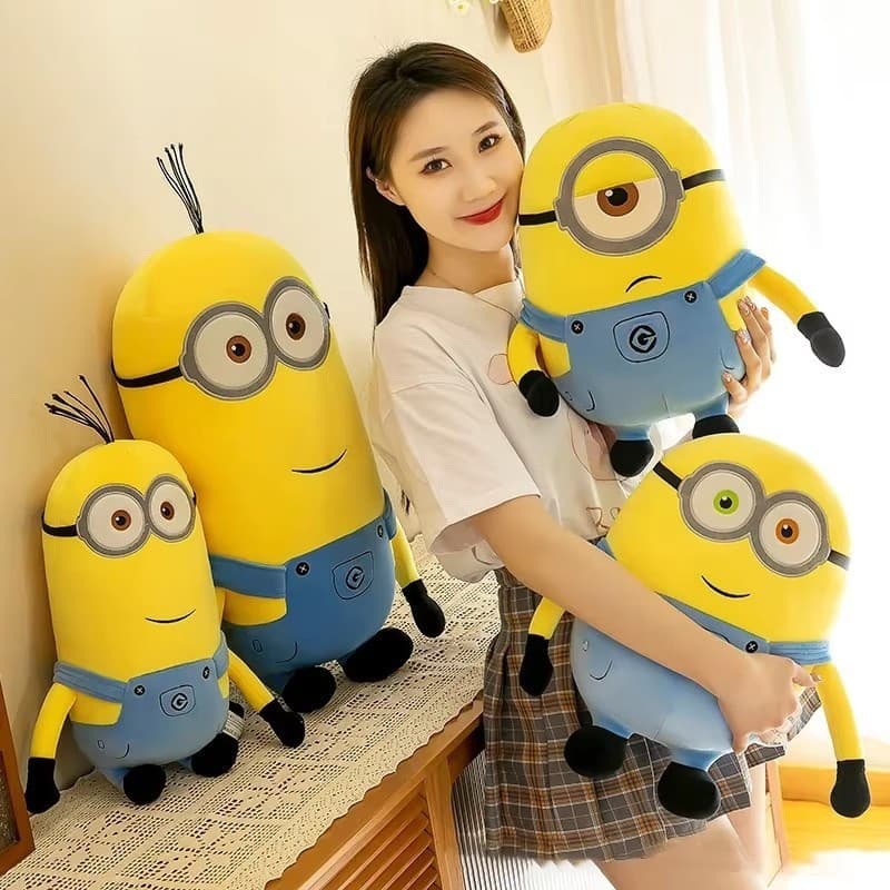 JAMXUN Minions Filme Periferia Amarelo Pelúcia Bob Stuart Brinquedos De Em Jeans Bonecas Macias Travesseiro Decoração Cr