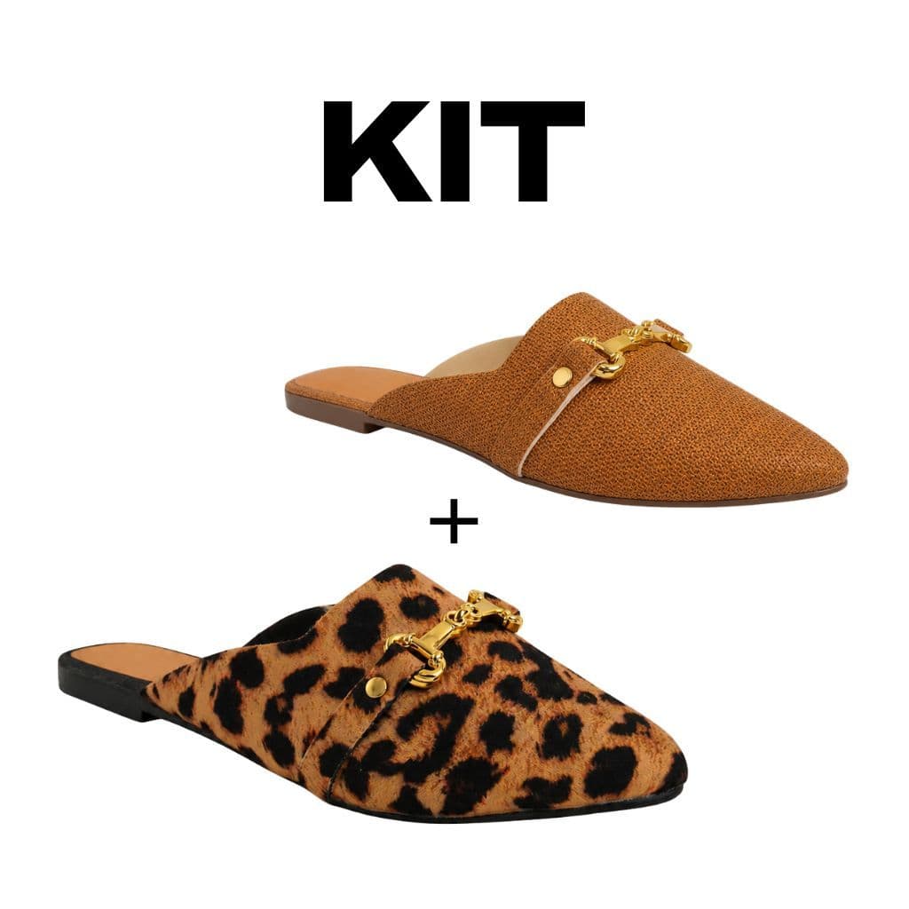 Kit 2 Pares Sandália Feminina Mule Bico Fino Conforto Social Elegante Bia