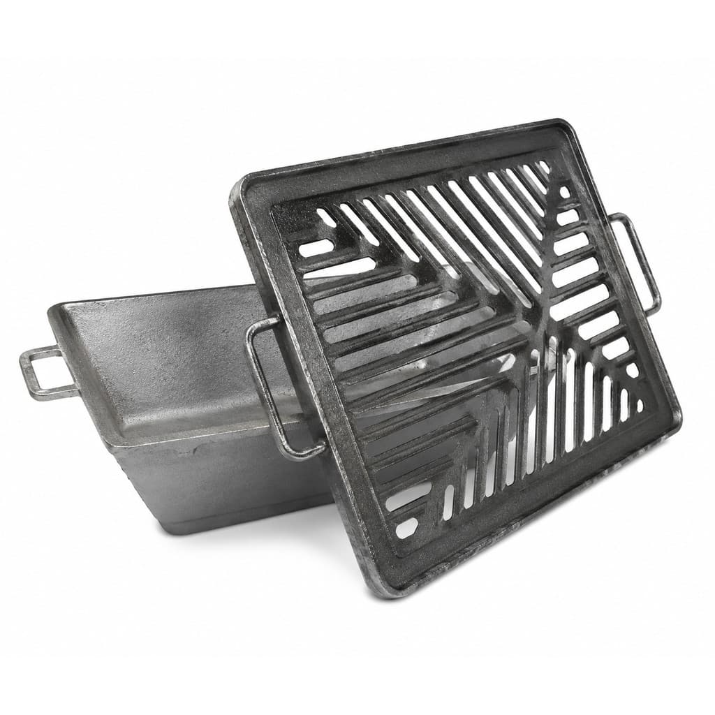 Churrasqueira Gengiskan Grelha Retangular Chapéu Alumínio Espetinho Churrasco Retangular Grelha Curva 48cm