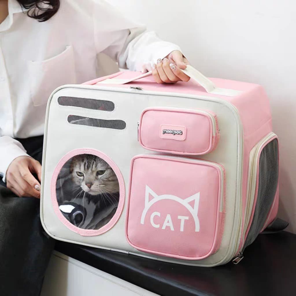 Bolsa Mochila Pet Para Gatos E Cachorros - Transporte Seguro E Confortável - Visão Panorâmica
