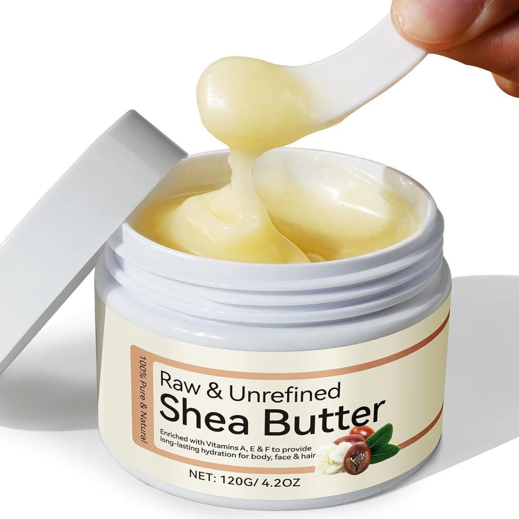 Manteiga de Karité Crua Orgânica Pura Não Refinada para Cuidados com a Pele e Hidratação Capilar - 100% Natural com Vita