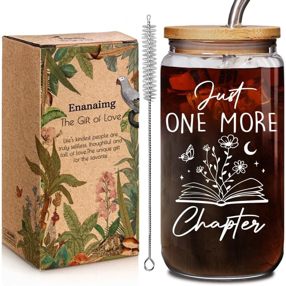 Copo de Vidro Divertido para Amantes de Livros de 16oz - Presente de Natal para Mulheres e Meninas Amantes de Livros - "