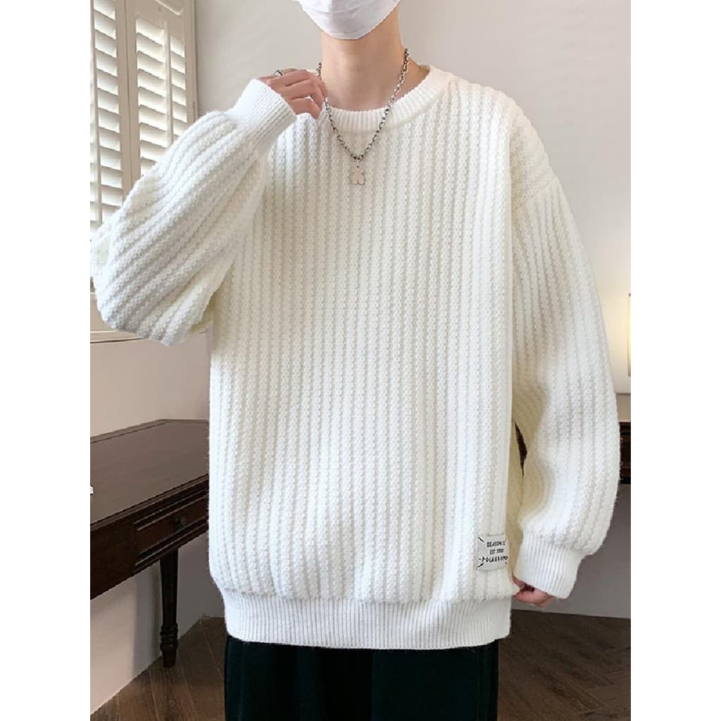 Camisola cerosa macia masculina outono inverno estilo preguiçoso camisola de malha inverno unissex estilo Casual linha d