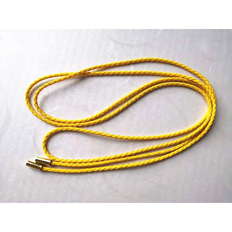 Corda de cintura série 0.3 redonda trançada cinto de couro falso amarelo corda de cintura decoração alça atada uso cinto